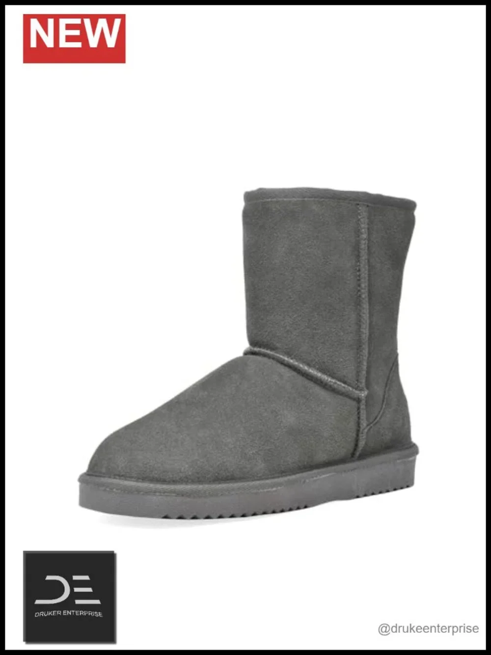 Women's Mid Calf Slip-on Winter Snow Boots with Faux Fur Lining, Suede Upper